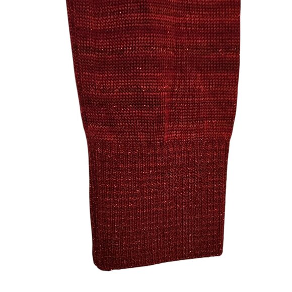 AB Studio Red Metallic Knit Cowl Neck Sweater Top Size Small - Picture 3 of 7
